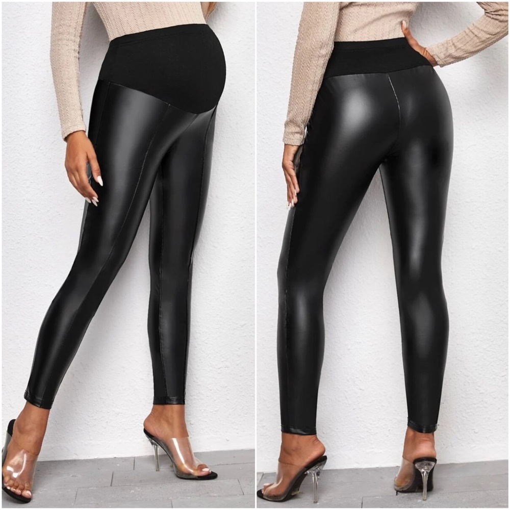MATERNITY leggings black spanx style solid basic - Picture 3 of 4